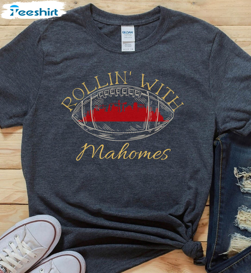 Rollin With Mahomies Shirt, Patrick Mahomes Kansas City Football Unisex Hoodie Long Sleeve