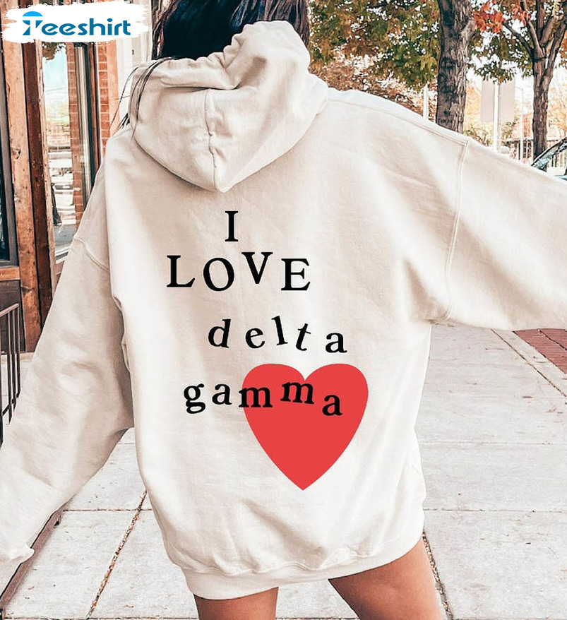 I Love Delta Gamma Sorority Shirt, Trendy Long Sleeve Sweatshirt