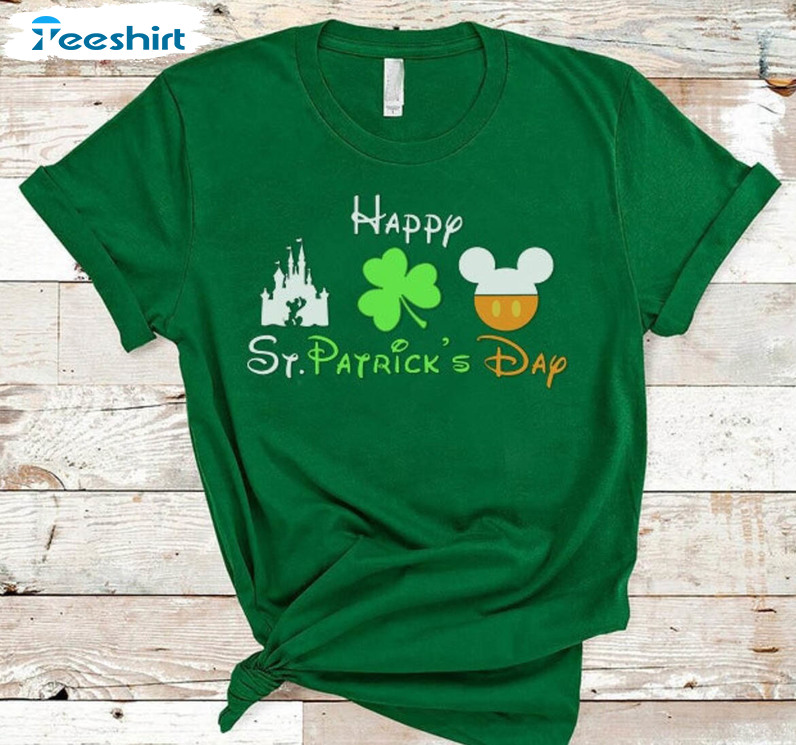 Mickey Mouse Shamrock Shirt, Mickey Clover St Patrick's Day Unisex T-shirt Short Sleeve