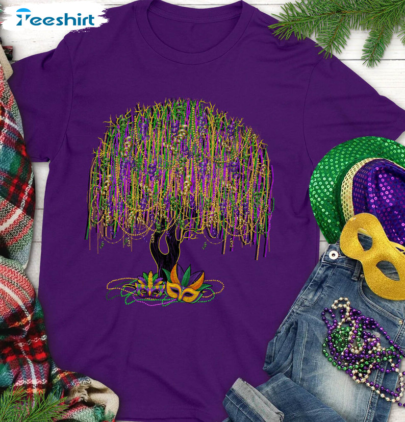 : Mardi Gras Sweatshirt,Mardi Gras Tree Sweatshirt,Watercolor  Mardi Gras Bead Tree,Mardi Gras Carnival Shirt,Saints Shirt,Fat Tuesday  Shirt : Handmade Products