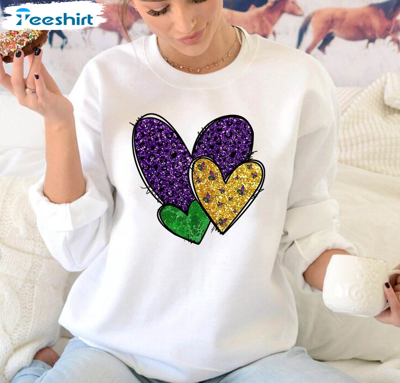 Mardi Gras Heart Cute Shirt, New Orleans Hoodie Unisex T-shirt