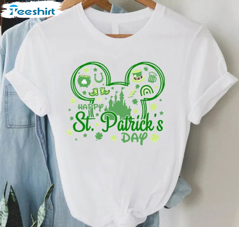 Disney St Patrick's Day Shirt, Minnie Mickey Ear Unisex Hoodie Long Sleeve