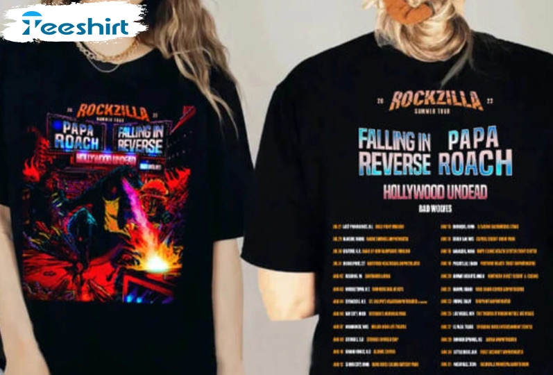 The Second Leg Tour 2023 Shirt, Rockzilla Papa Roach Falling In Reverse Unisex T-shirt Crewneck