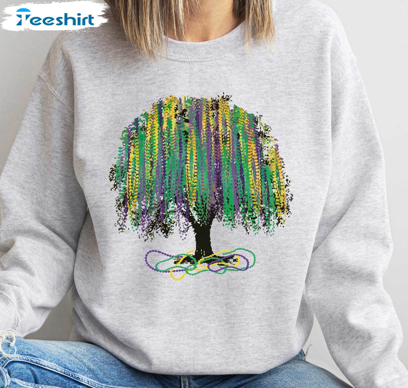 Beads Tree Sweatshirt, Mardi Gras New Orleans Crewneck Unisex Hoodie