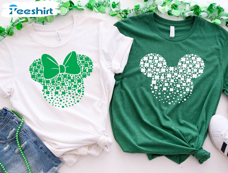 Disney St Patrick's Day Shirt, Mickey Minnie Family Matching Unisex Hoodie Crewneck