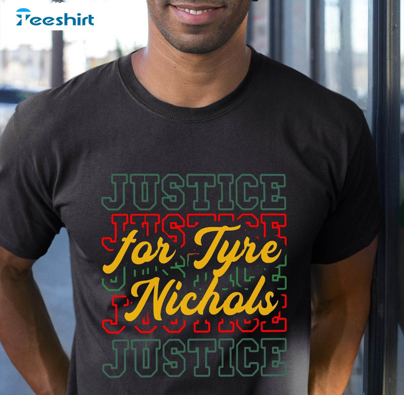 Black History Month Shirt, Justice For Tyre Nichols Crewneck Short Sleeve
