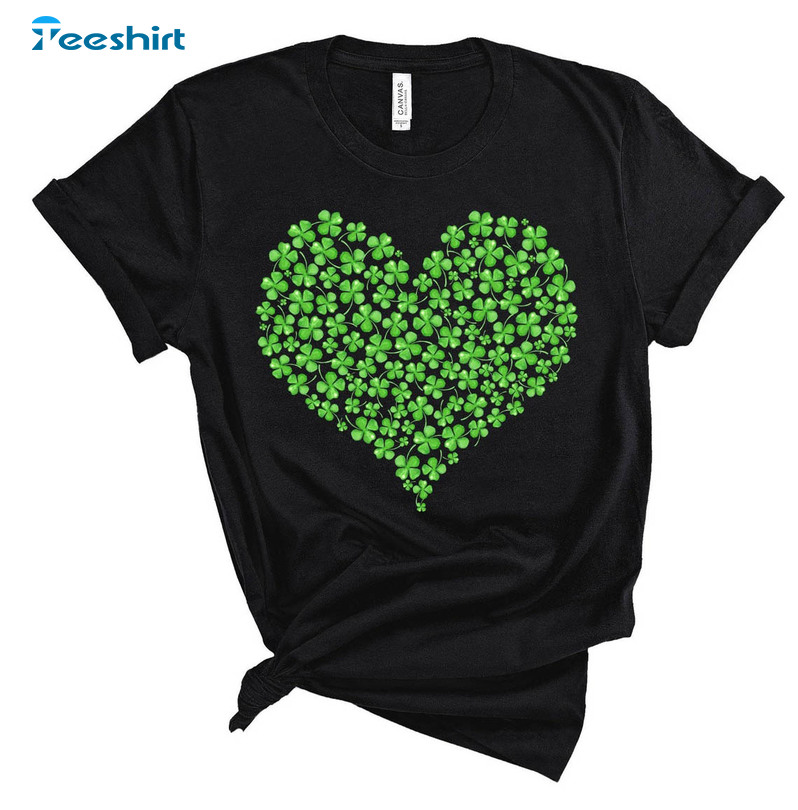 Shamrock Heart St Patricks Day Shirt, Cute Unisex T-shirt Short Sleeve