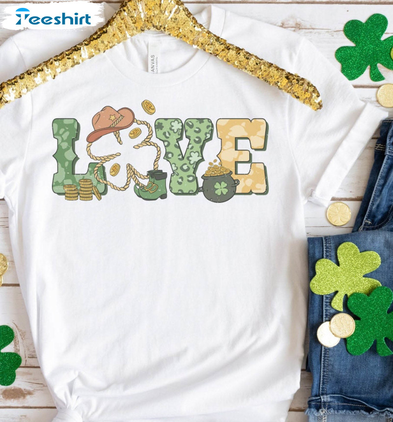 St Patricks Day Love Shirt, Western Love Crewneck Sweatshirt