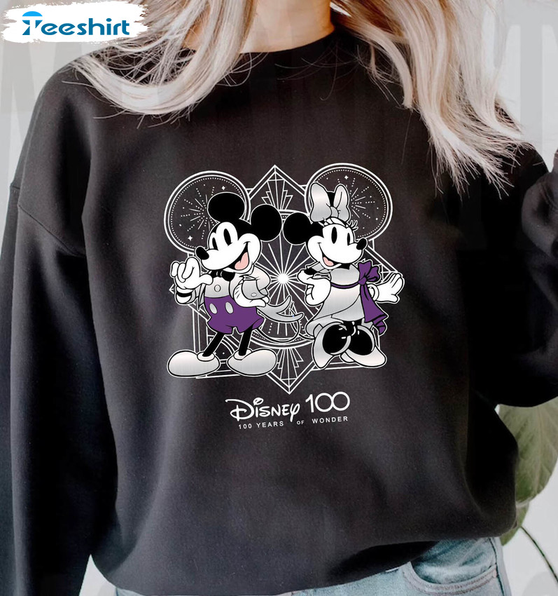 Mickey Minnie Shirt, 100 Years Of Wonder Unisex Hoodie Long Sleeve
