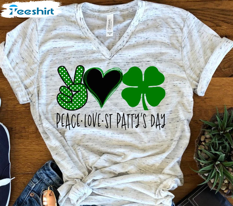 Peace Love St Patricks Day Shirt, Funny Long Sleeve Unisex T-shirt