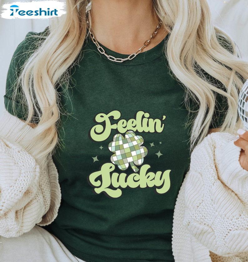 Feeling Lucky Retro Shirt, St Patricks Day Retro Short Sleeve Sweatshirt