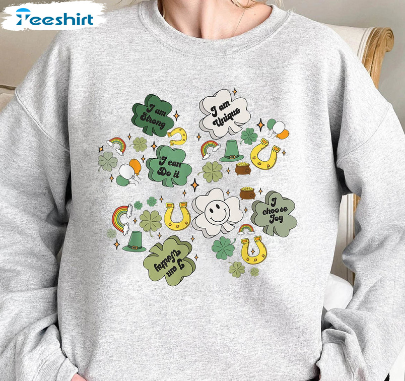 Positive Affirmations St Patricks Day Shirt, Vintage Crewneck Unisex Hoodie