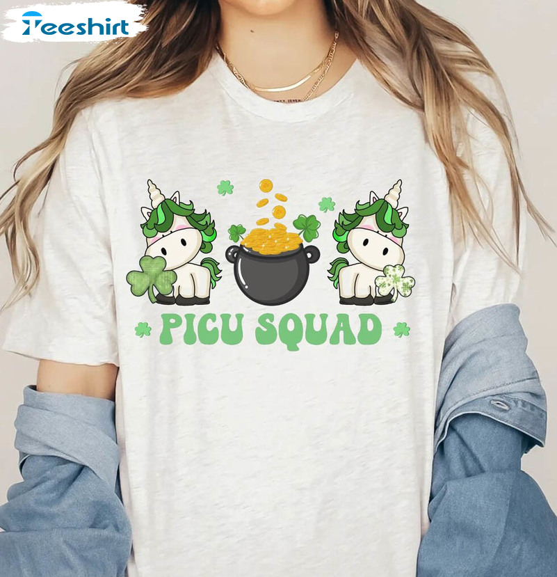 Picu Nurse Squad Shirt, Vintage St. Patrick's Day Crewneck Unisex T-shirt