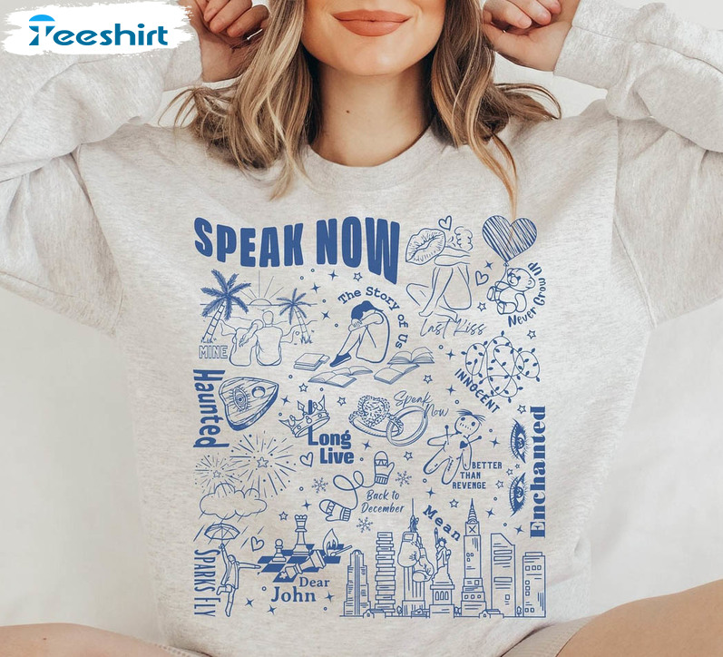 Speak Now Trendy Shirt, Swiftie Speak Now Track List Crewneck Short Sleeve
