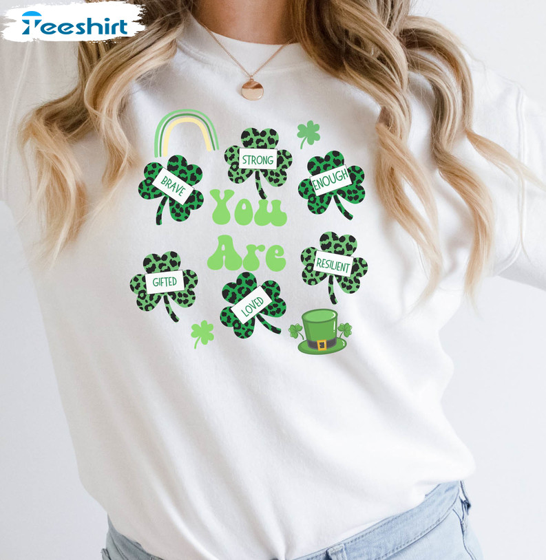 Cute Teacher St Patricks Day Shirt, Positive Affirmations Unisex Hoodie Short Sleeve