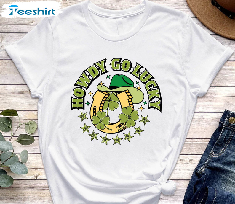 Howdy Go Lucky Vintage Shirt, Lucky St Patricks Day Short Sleeve Unisex T-shirt