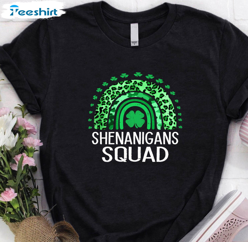 St Patricks Day Shenanigans Squad Shirt, Funny Rainbow Long Sleeve Unisex Hoodie