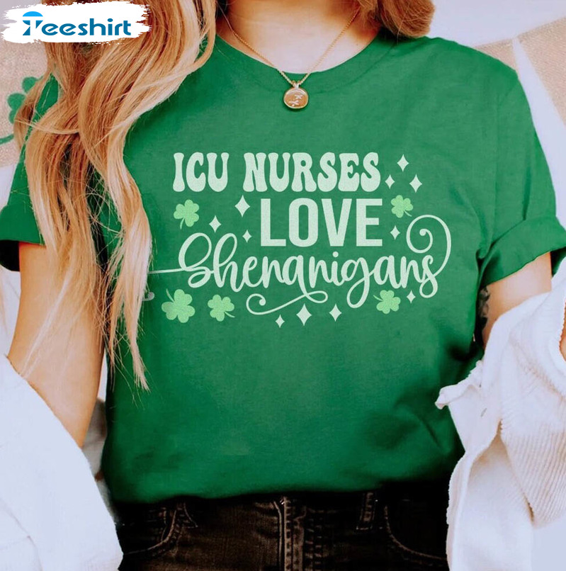 Nurses Love Shenanigans Shirt, Nurse St Patricks Day Unisex T-shirt Short Sleeve