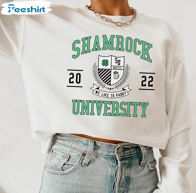 Shamrock University 2023 Shirt, Trending Shamrock And Shenanigans Crewneck Short Sleeve