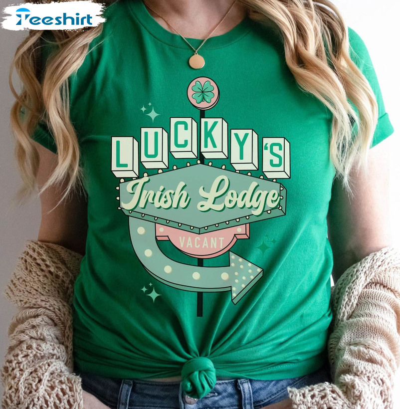 Lucky's Irish Lodge Trending Shirt, Vintage Lucky Day Unisex Hoodie Long Sleeve