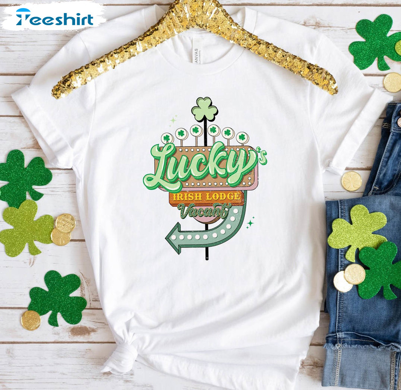 Lucky's Irish Lodge Cute Sweatshirt, St Patricks Day Unisex Hoodie Crewneck