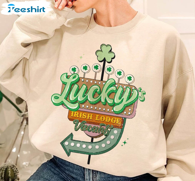 Lucky's Irish Lodge Sweatshirt, Shamrocks Crewneck Unisex Hoodie