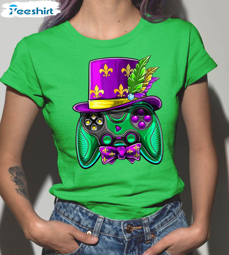 Video Game Mardi Gras Shirt, Jester Hat Cute Short Sleeve Tee Tops