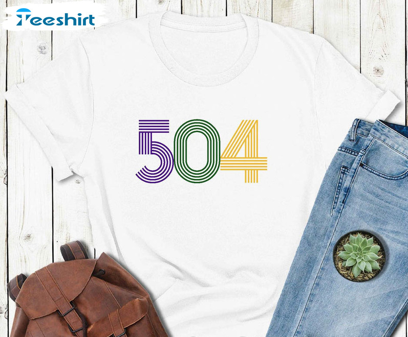 504 New Orleans Vintage Shirt, Mardi Gras Unisex Hoodie Long Sleeve