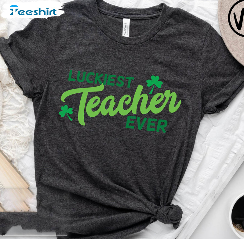 Luckiest Teacher Ever Trendy Shirt, Vintage St Patricks Day Tee Tops Unisex Hoodie