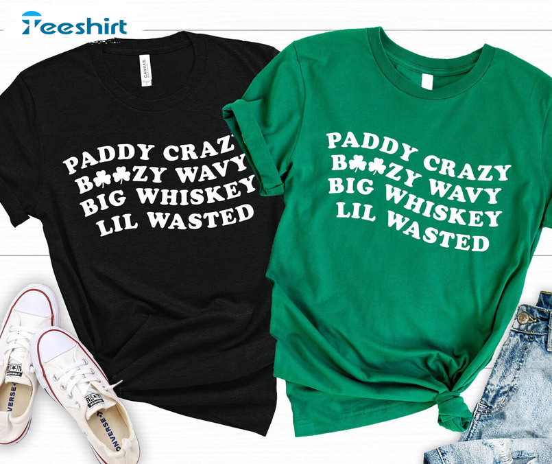 Paddy Crazy Boozy Wavy Shirt, St Patricks Day Irish Short Sleeve Sweater