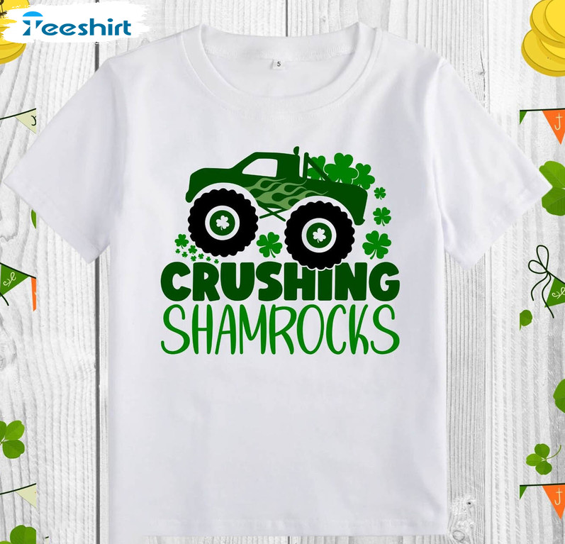 Crushing Shamrock St Patricks Day Shirt, Cute Shamrock Crewneck Unisex Hoodie