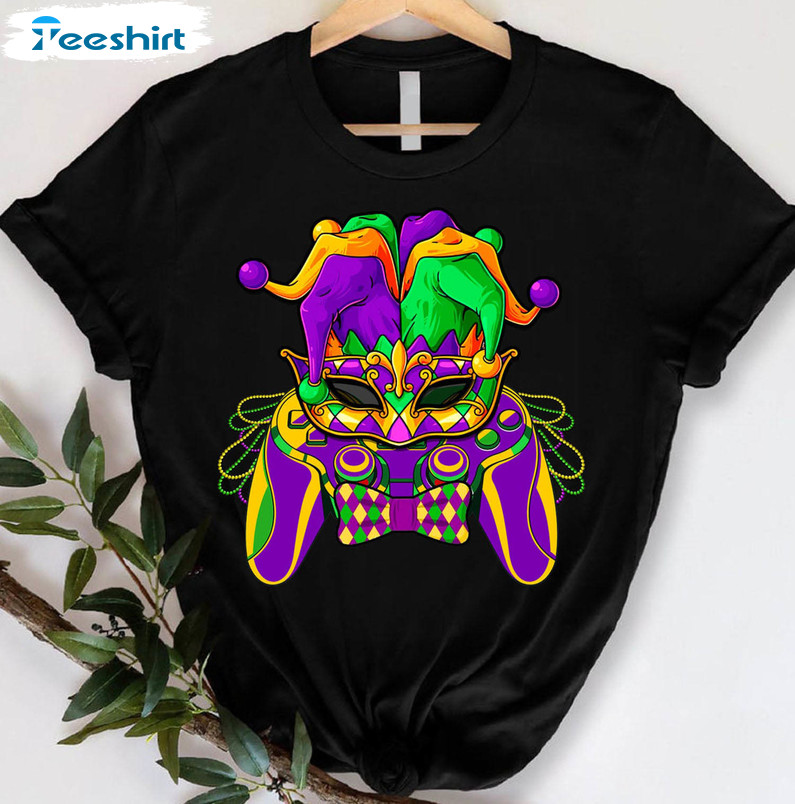 Video Game Mardi Gras Cool Shirt, Mardi Jester Hat Unisex T-shirt Long Sleeve