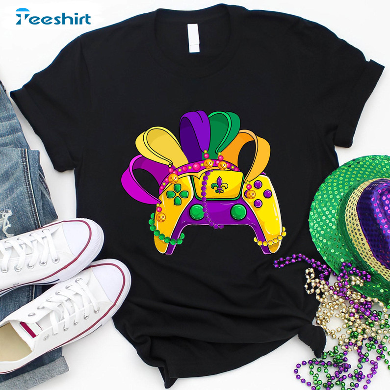 Mardi Gras Video Game Funny Shirt, Jester Hat Trendy Unisex Hoodie Tee Tops