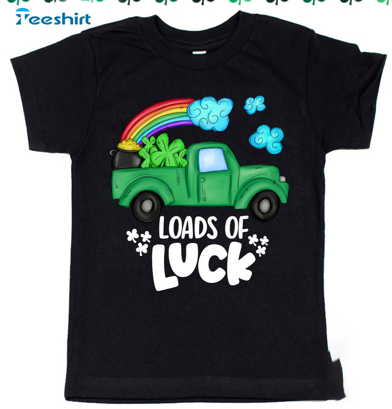 Loads Of Luck Cute Shirt, Rainbow St Patricks Day Truck Long Sleeve Unisex T-shirt