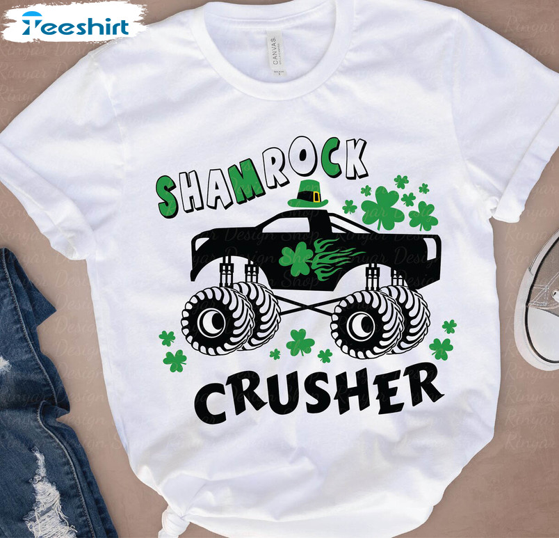 Shamrock Crusher Cute Shirt, Trending Shamrock Monster Unisex Hoodie Short Sleeve