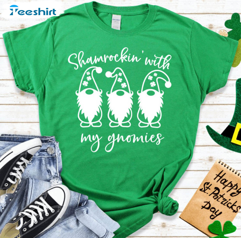 Shamrockin With My Gnomies St Patrick Day Vintage Sweatshirt, Short Sleeve