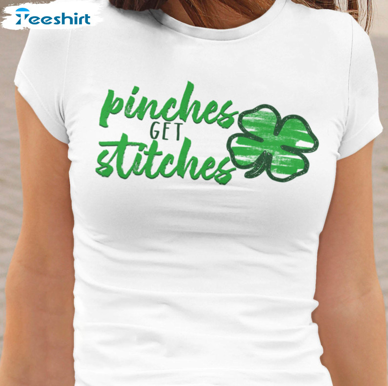 Inches Get Stitches St Patricks Day Shirt, Vintage Crewneck Unisex T-shirt