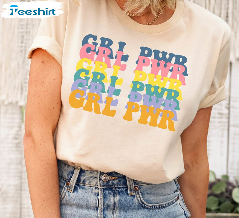 Retro Girl Power Shirt, Girl Power Feminist Short Sleeve Crewneck