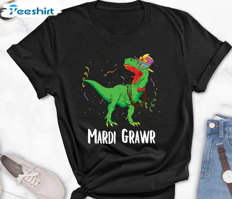 Dinosaur Mardi Grawr Shirt, Cute Fat Tuesday Tee Tops Unisex Hoodie