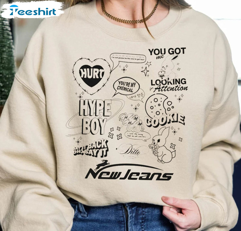 Newjeans Track List Shirt, Vintage Newjeans Ditto Unisex Hoodie Long Sleeve