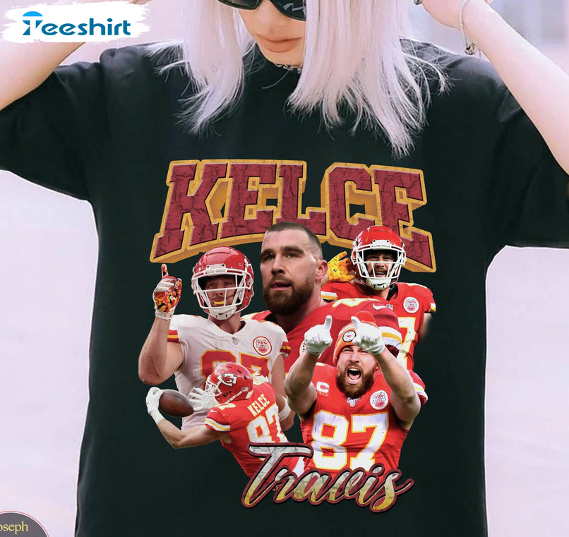 Travis Kelce Vintage Shirt, Trending Kansas City Football Unisex Hoodie Crewneck