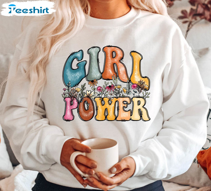 Girl Power Floral Shirt, Trending Strong Woman Unisex T-shirt Short Sleeve