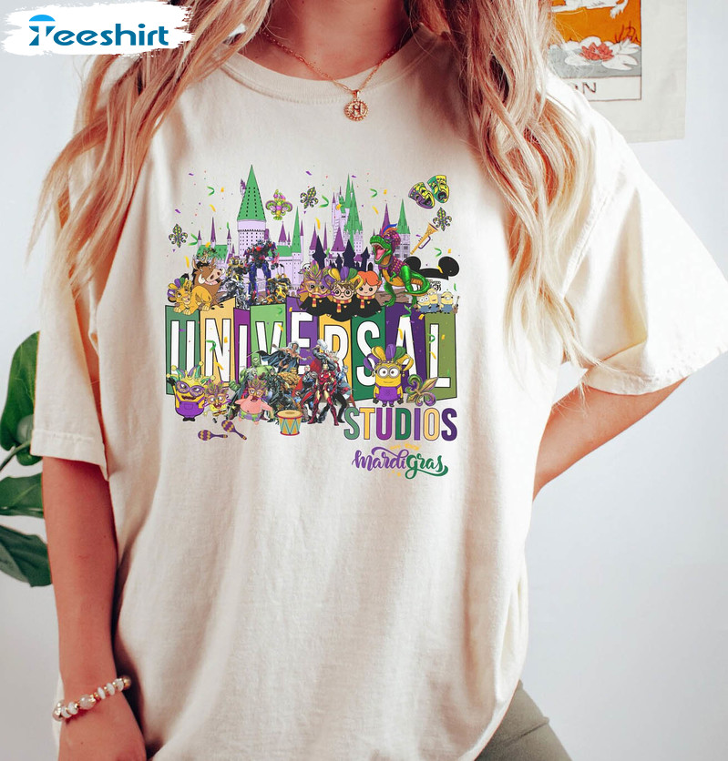 Universal Studios Mardi Gras Shirt, Disney Mardi Gras Tee Tops Unisex Hoodie