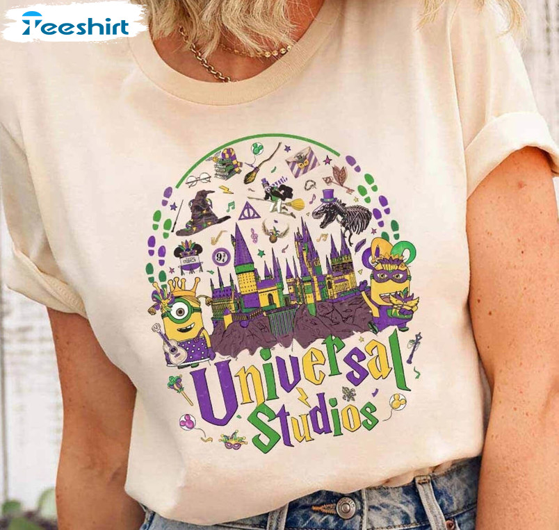 Universal Studios Mardi Gras Shirt, Funny Minions Long Sleeve Unisex T-shirt