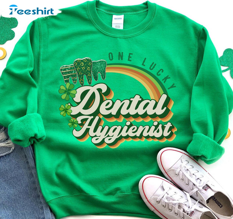 St Patricks Day Dental Hygienist Sweatshirt, Lucky Dental Unisex Hoodie Long Sleeve