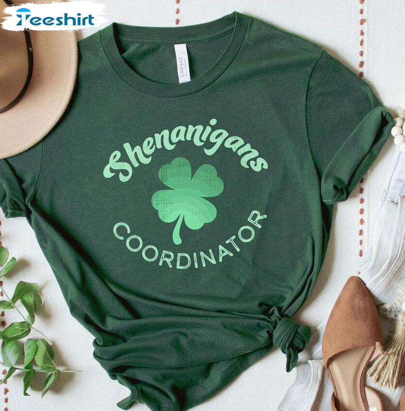 Shenanigans Coordinator Vintage Shirt, St Patricks Day Crewneck Unisex Hoodie