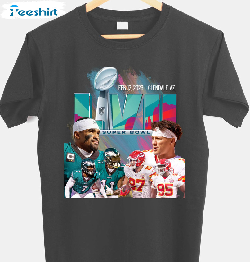 Super Bowl 2023 Vintage Shirt, Philadelphia Eagles Kansas City Chiefs Unisex Hoodie Long Sleeve