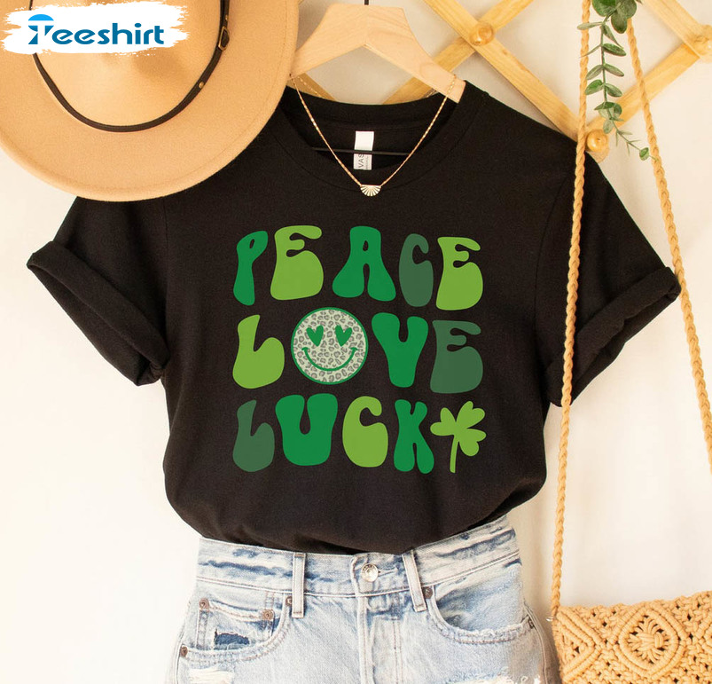 Peace Love Luck Shirt, Shenanigans Vintage Tee Tops Unisex Hoodie