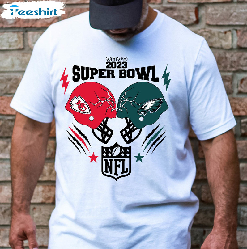 Super Bowl 2023 Shirt, Trendy Philadelphia Eagles Vs Kansas City Cheifs Tee Tops Unisex Hoodie