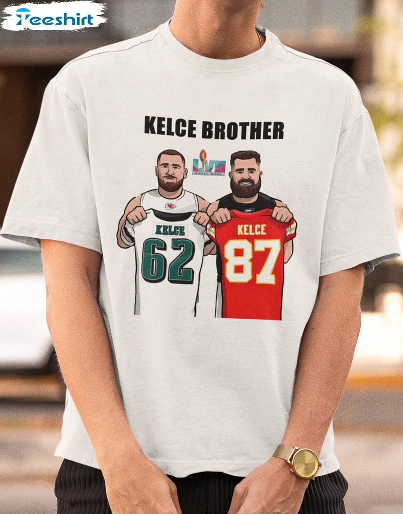 Kelce Brothers Shirt , Philadelphia Eagles Kansas City Chiefs Crewneck Short Sleeve